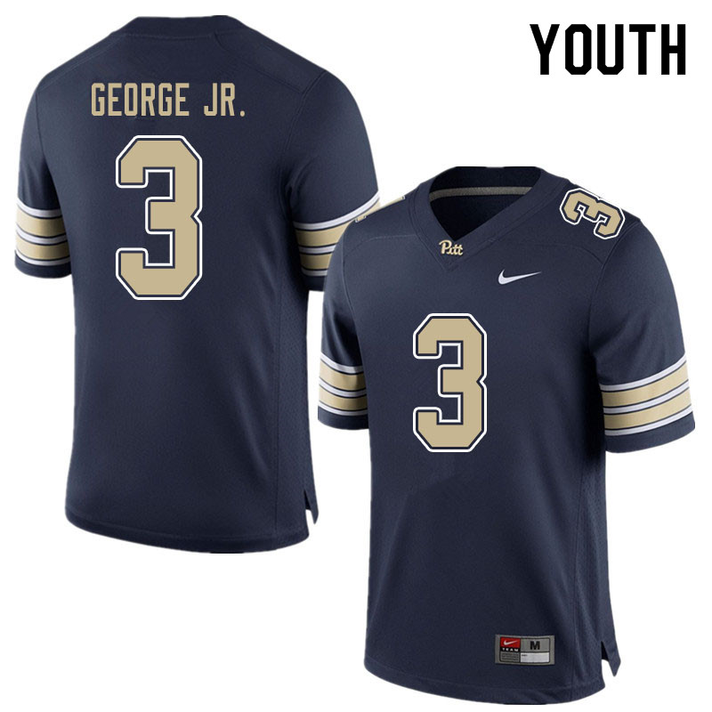 Youth #3 Jeff George Jr. Pitt Panthers College Football Jerseys Sale-Blue